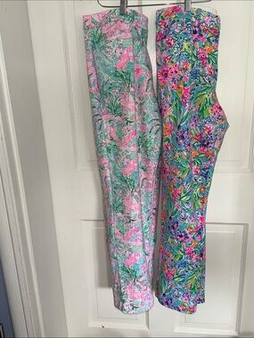Lily Pulitzer Pair of Floral Print Pants in Pink, Green & Blue 14 super stretch